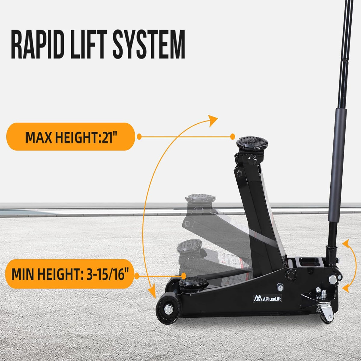 4 Ton Low Profile Steel Racing Floor Jack Lift Up To 21"