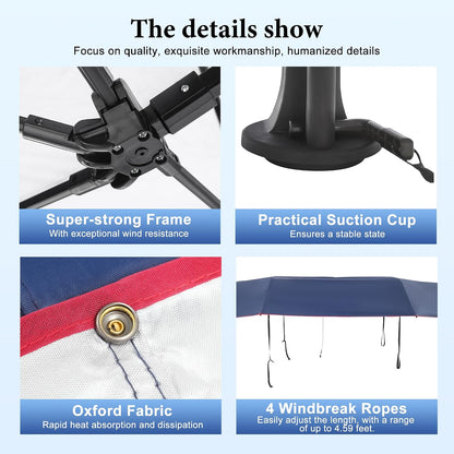 Semi Automatic Car Umbrella for Roof, Foldable Protection Carport with Bracket, Universal Suction Cup car Covers