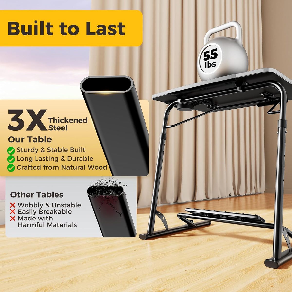 Upgraded Folding TV Tray Table, Sturdy Couch & Dinner Laptop Table