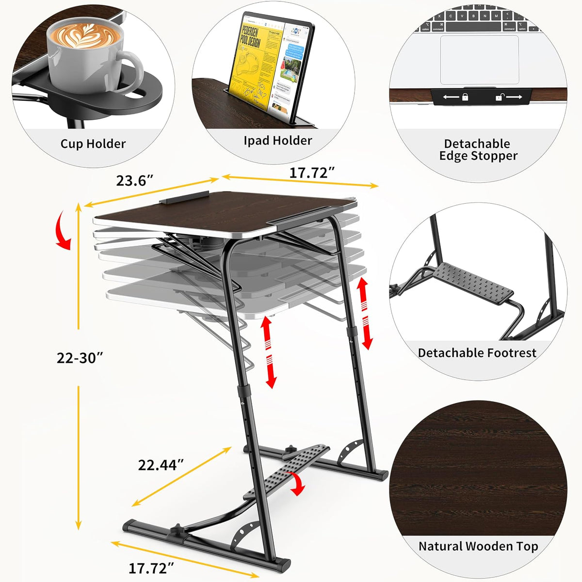 Upgraded Folding TV Tray Table, Sturdy Couch & Dinner Laptop Table