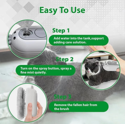 Self Cleaning Cat Steam Brush with Water Tank for Dogs Cats Rabbits
