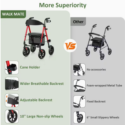 Foldable Rollator Walker with Seat | Lightweight for Seniors- 🔥🔥LIMITED-TIME 50% OFF🔥🔥
