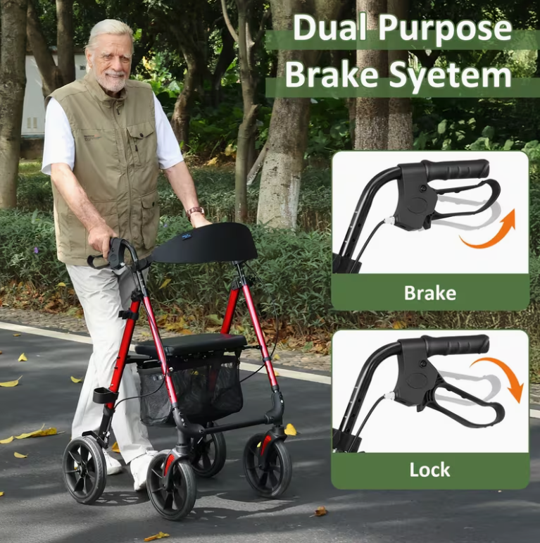Foldable Rollator Walker with Seat | Lightweight for Seniors- 🔥🔥LIMITED-TIME 50% OFF🔥🔥