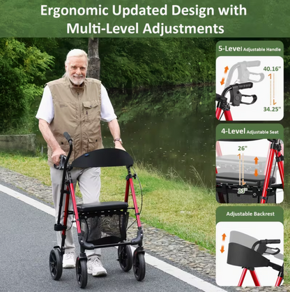 Foldable Rollator Walker with Seat | Lightweight for Seniors- 🔥🔥LIMITED-TIME 50% OFF🔥🔥